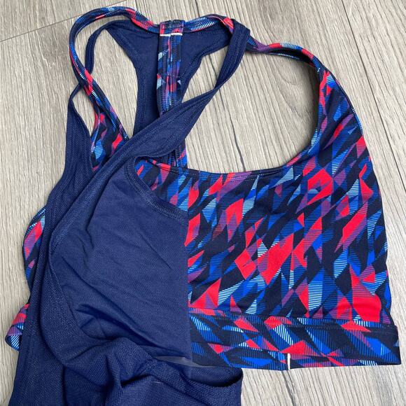 TYR Medium Support Polar Harper 2n1 Tankini Swim Top Blue Red Small 4/6  SAMPLE - Picture 5 of 7